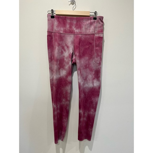 Gap Fit Women's M High Waist Power Fit Pocket Legging Berry Pink Tie Dye Workout - Picture 2 of 5